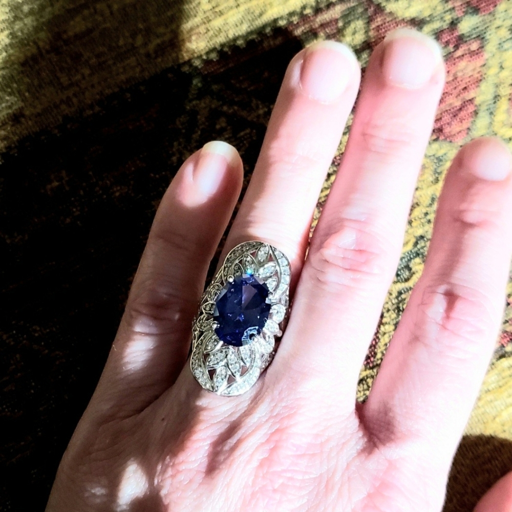 🔥NEW! Sterling Silver Tanzanite Filigree Ring Sz 7